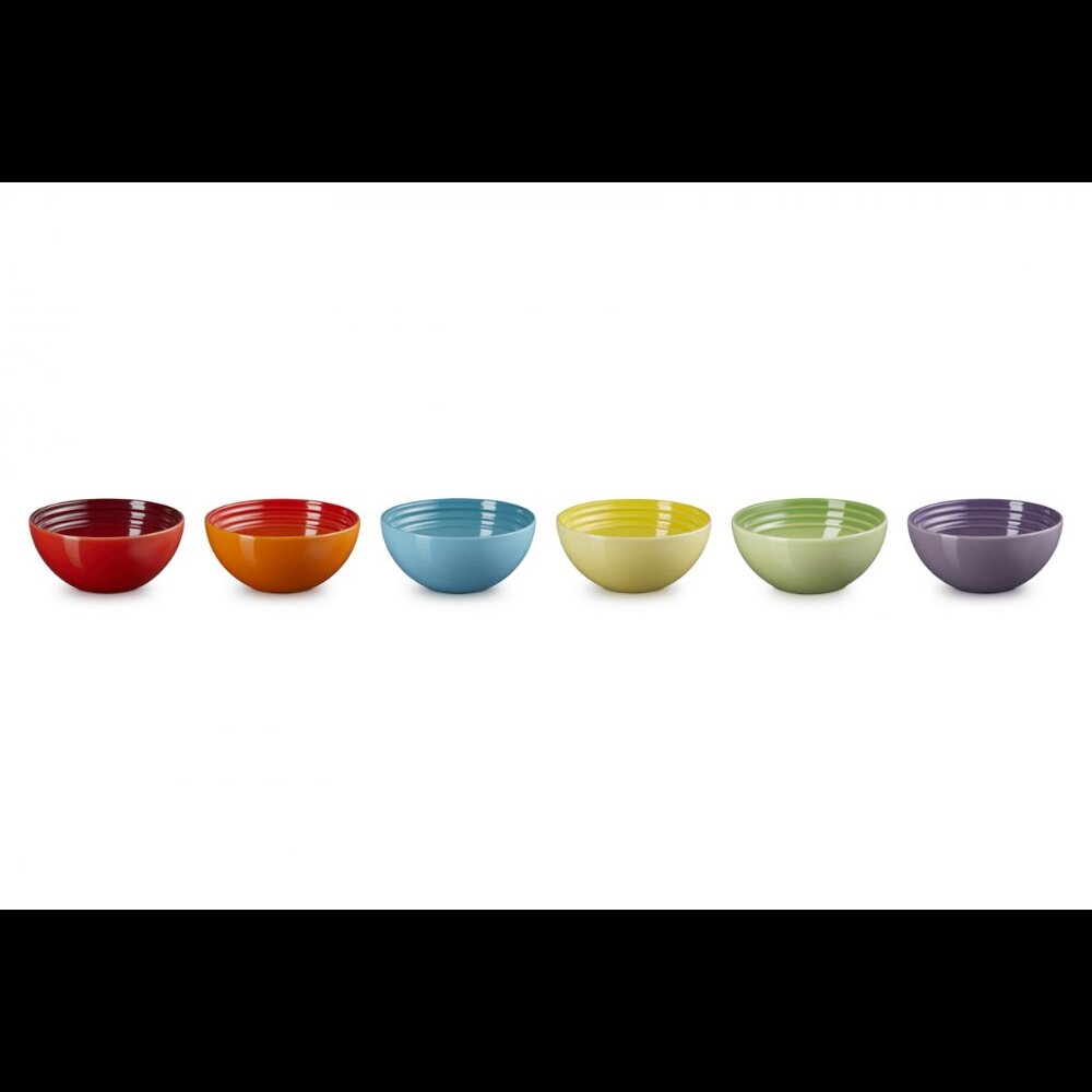 Le Creuset Stoneware Vancouver Rainbow Snack Bowls Set of 6 11oz 330 ml NEW